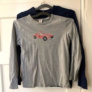 Pair Mini Boden Long Sleeve Tees, Sz 11-12. Shark Appliqué and Vintage Roadster